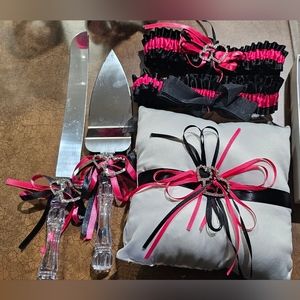 Pink and Black wedding accessories